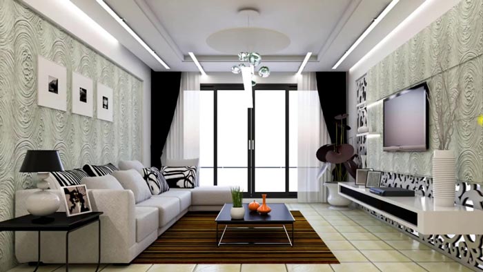 سکانس آماده سالن پذیرایی شیک برای اسکچاپ