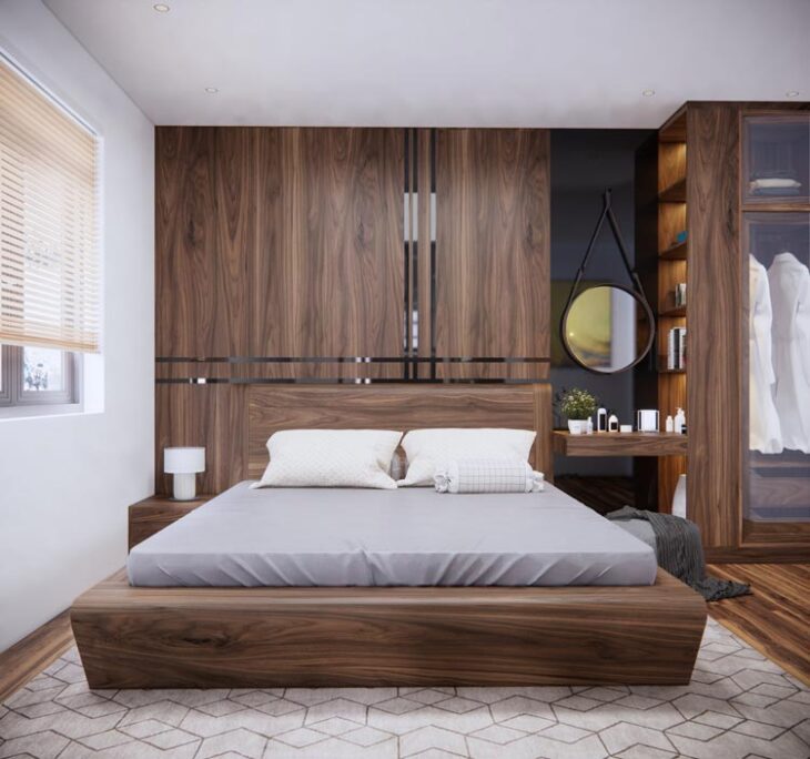 مدل سه بعدی اتاق خواب طرح چوب اسکچاپ