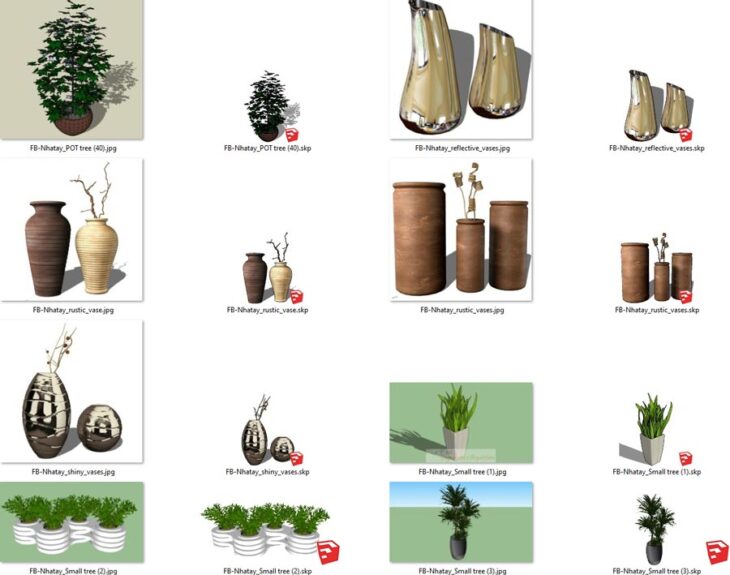 آبجکت مدل درختان و گلها برای اسکچاپ