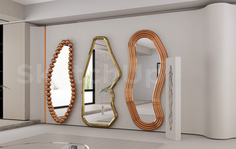 مدل سه بعدی آینه تزئینی برای اسکچاپ